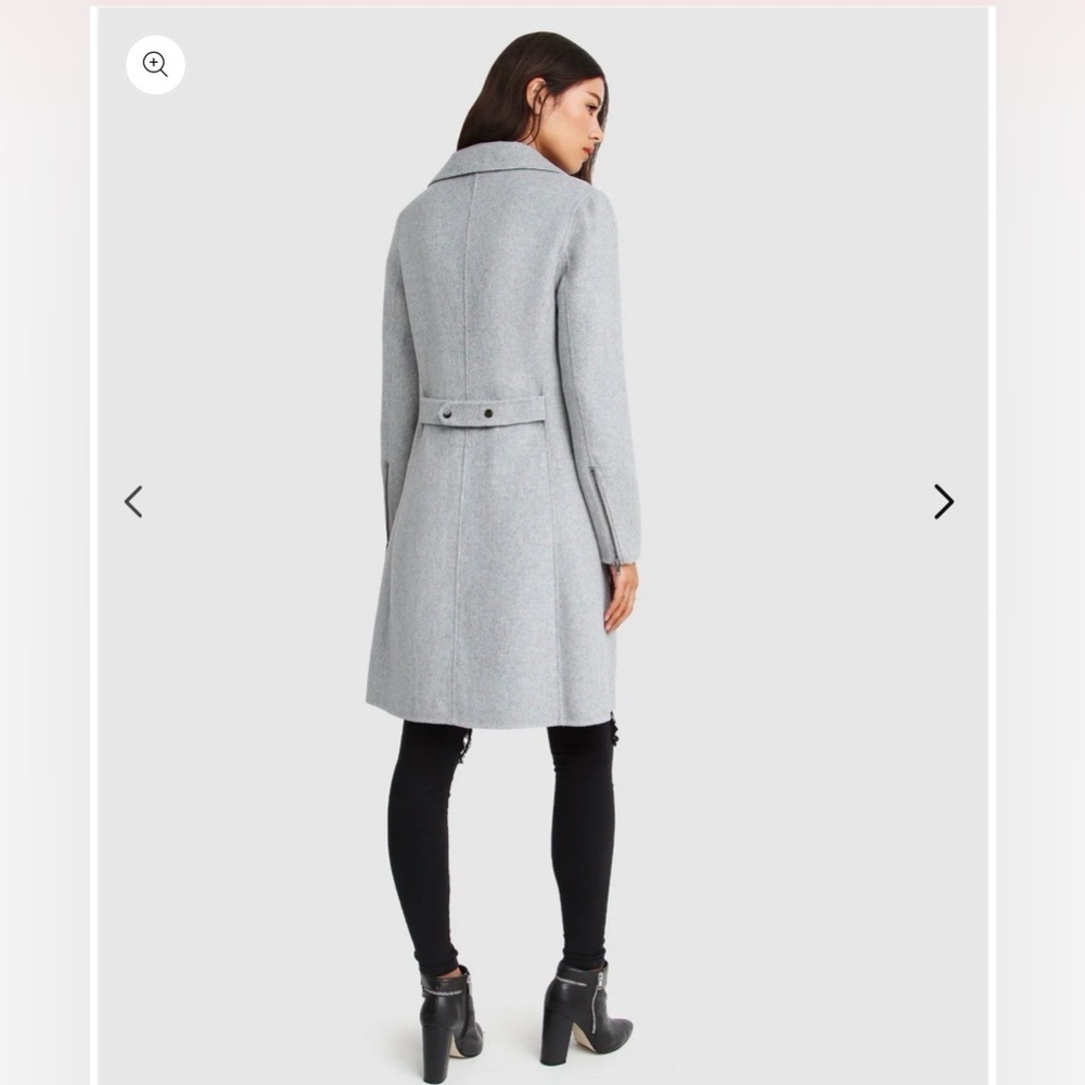 Belle & Bloom Gray Trench Coat wool blend size S - Picture 15 of 15